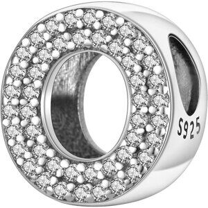 Dazzling 925 Silver Alphabet Dangle Charms with 5A Cubic Zirconia for Women